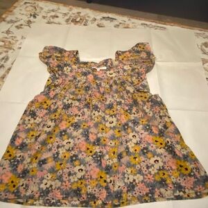 Olivaceous Floral Top with Yellow and Pink Accents.   0014